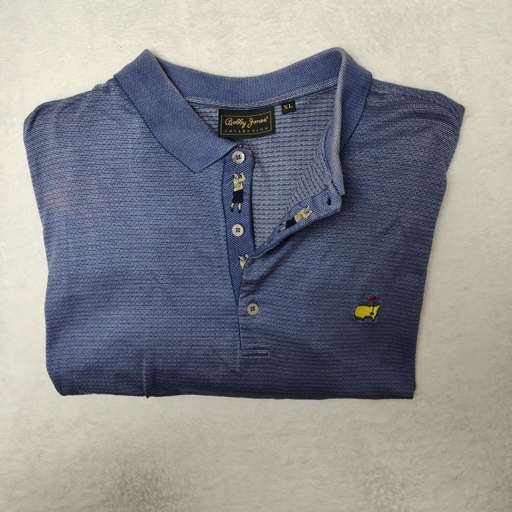 Bobby Jones Collection Polo Shirt Mens XL Blue Geometric Golf Masters Collection